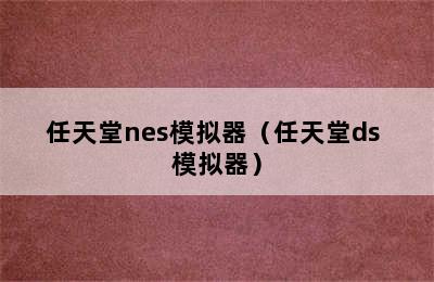 任天堂nes模拟器（任天堂ds 模拟器）